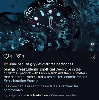 Omega underwater watch social content